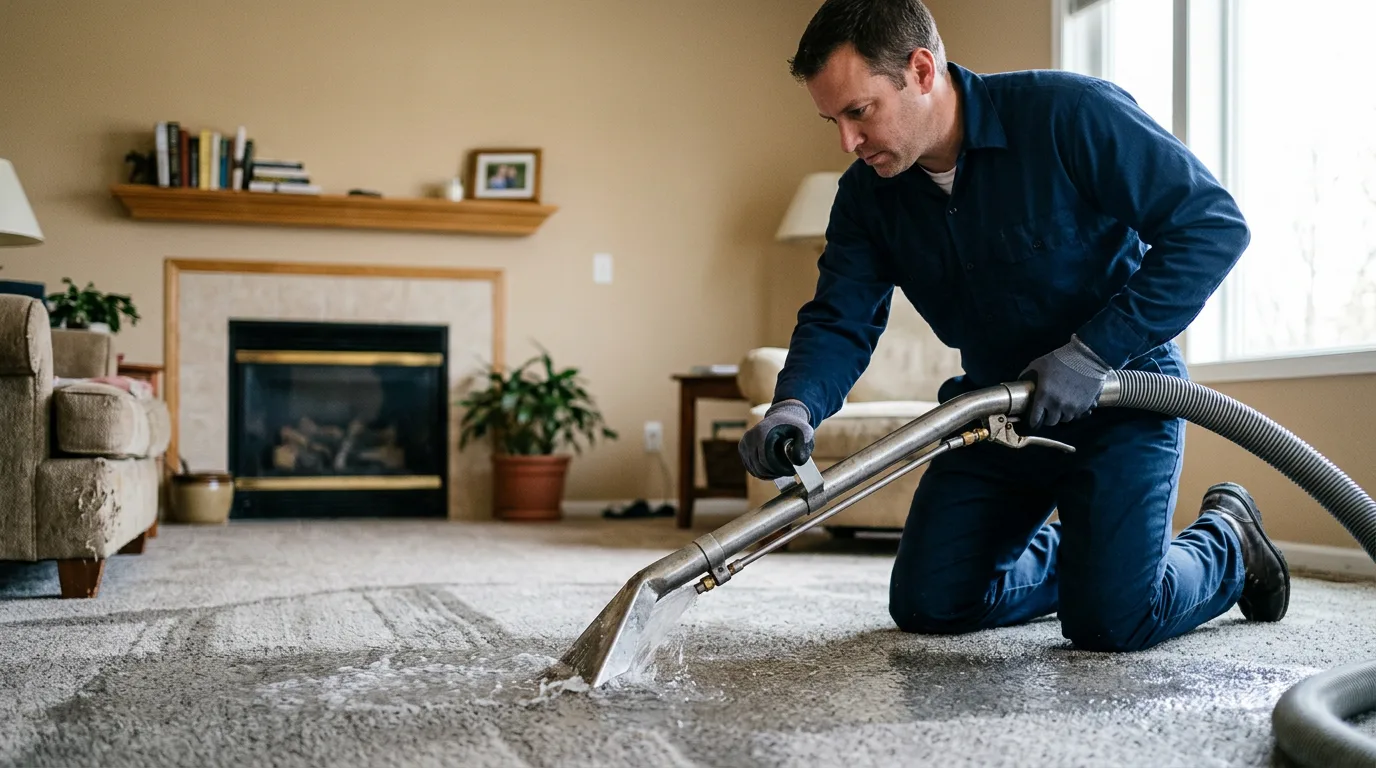 Water damage restoration technician working near Claremont, MN